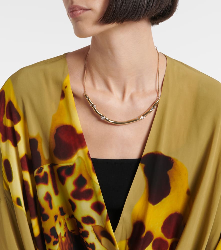 Printed draped satin blouse