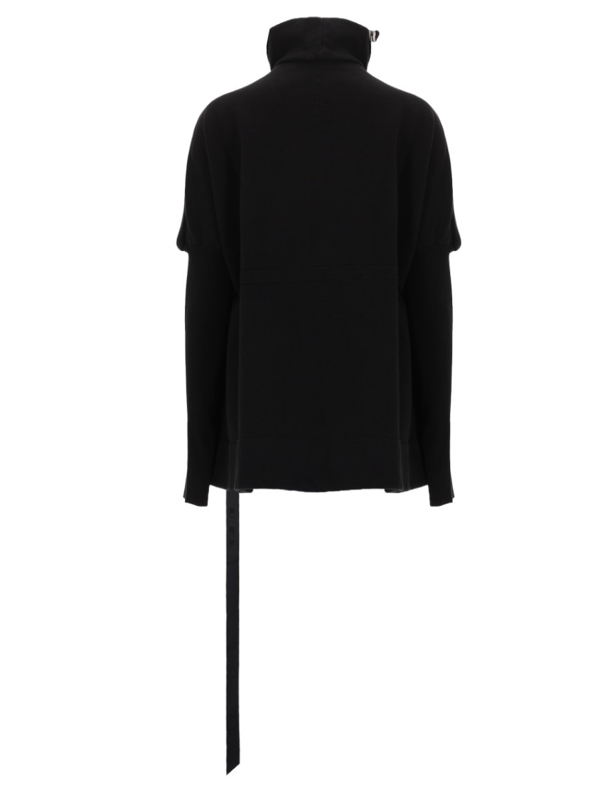 Black Solid Mock Collar Sweatshirt