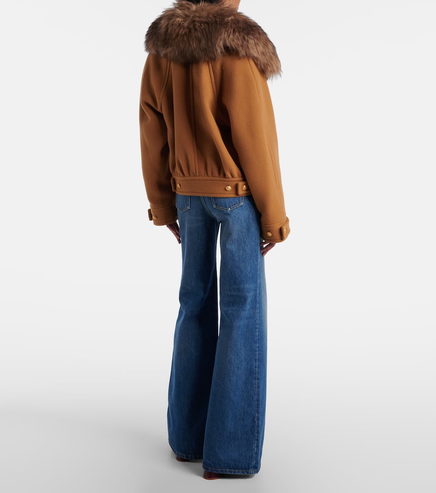 Chloé Cropped shearling-trimmed wool-blend coat