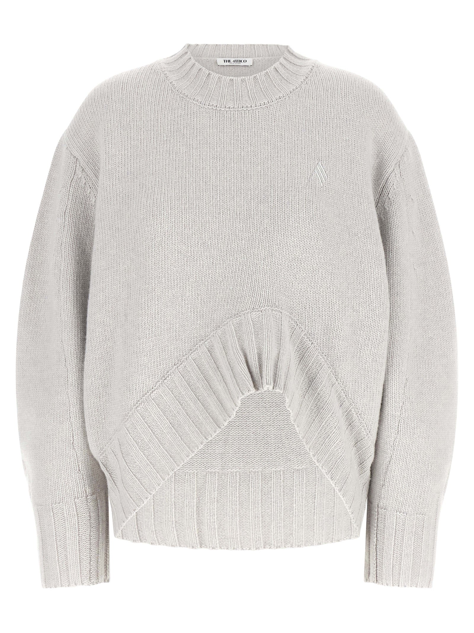 Virgin Wool Blend with Asymmetrical Front Sweater — Gray