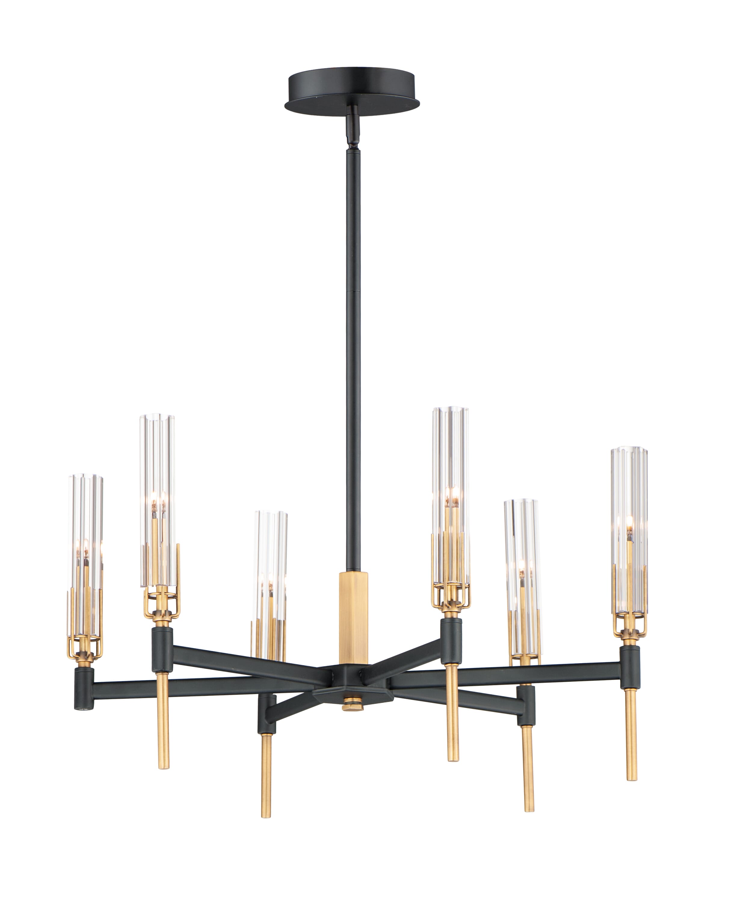 Maxim Flambeau 6-Light Transitional Chandelier in Black and Antique Bra