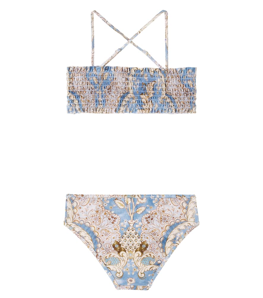 Printed shirred bikini