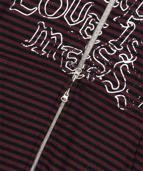EMPTY STRIPE ZIP UP HOODIE BURGUNDY