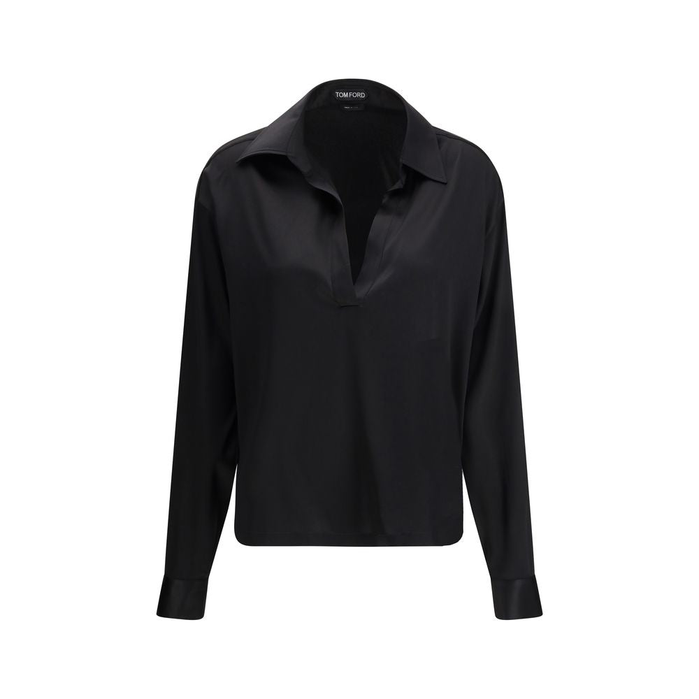Stretch Silk Shirt — Black