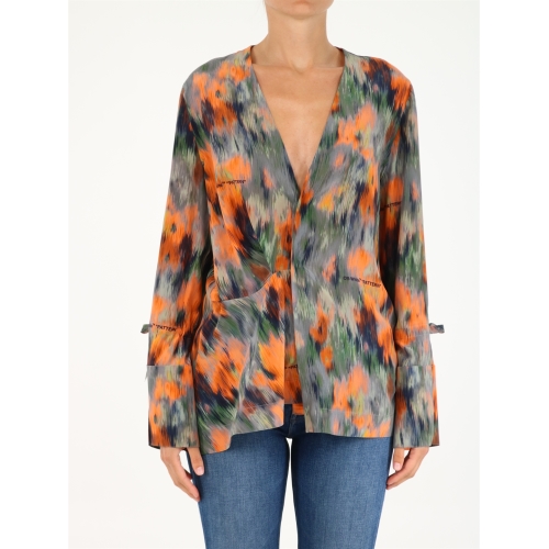 Graphic-print silk blouse - Green