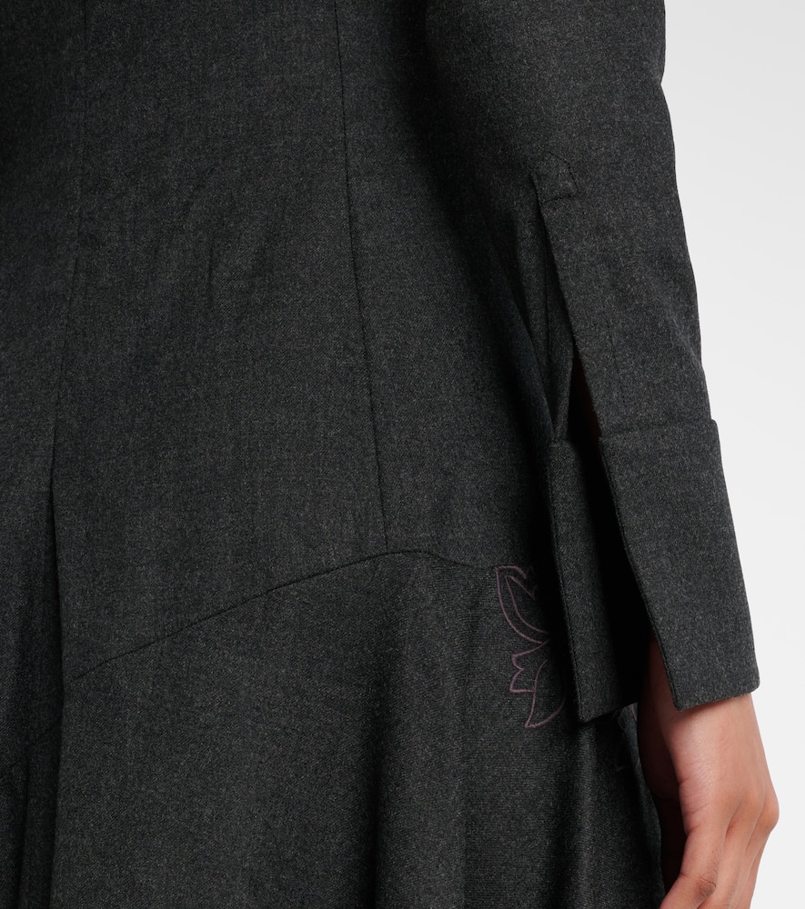 Peony asymmetric wool midi dress