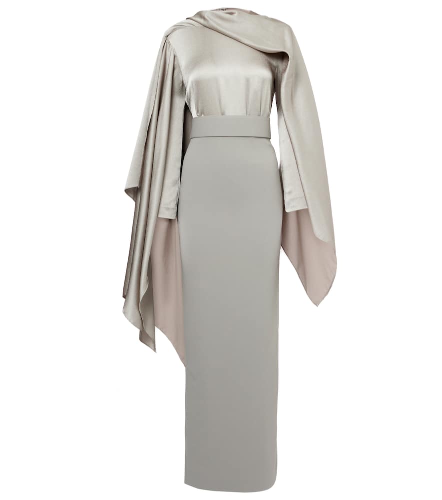 Solace London Rosalia draped satin-trimmed gown