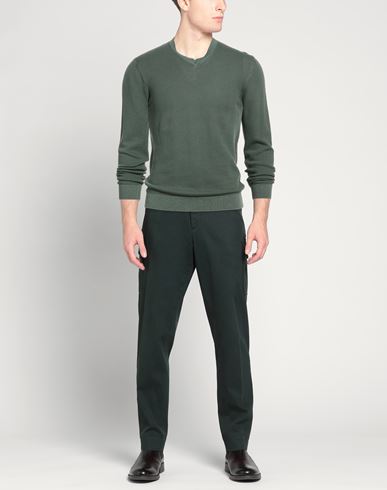 Man Sweater Military green Size 36 Cotton