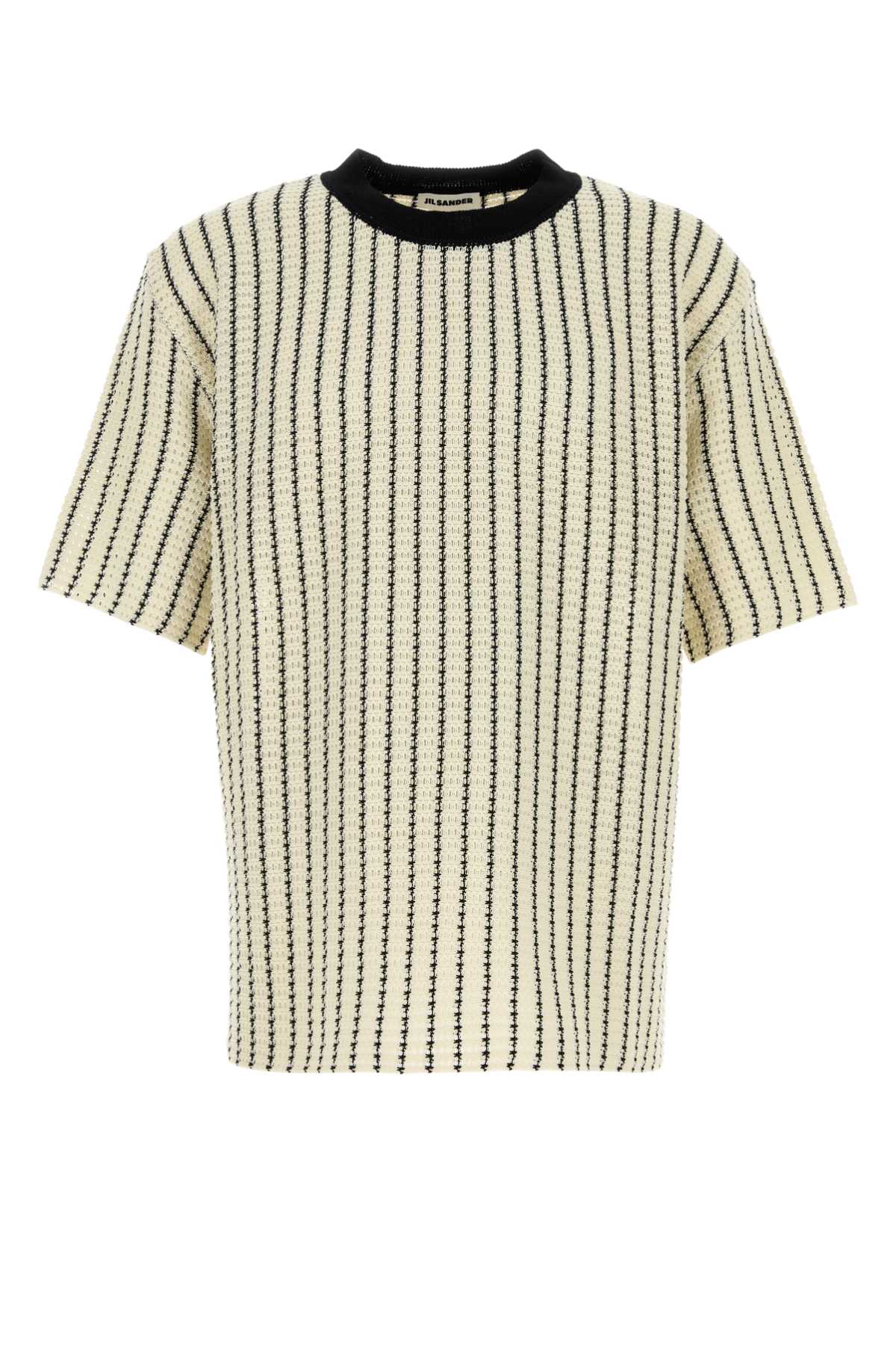 Vertical-Striped Cotton T-Shirt — Gray