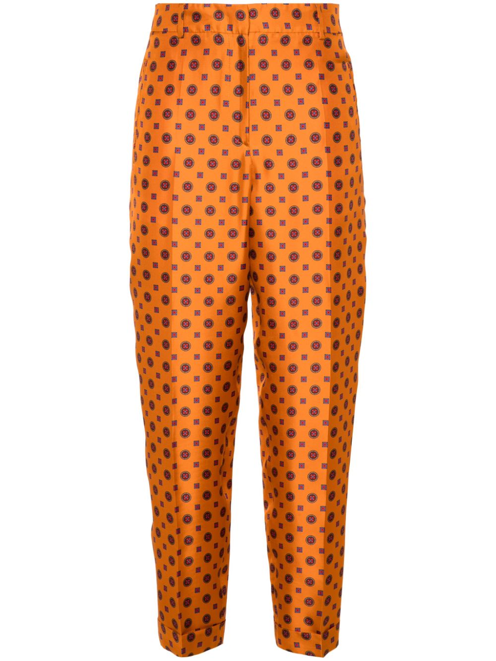 Geometric-print tapered trousers - Orange