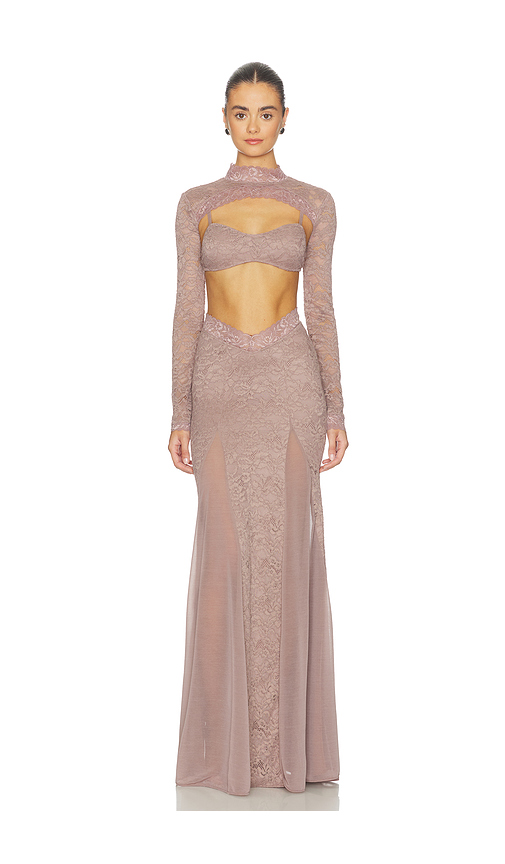 OW Collection Naia Maxi Dress in Brown. XS. Also in S