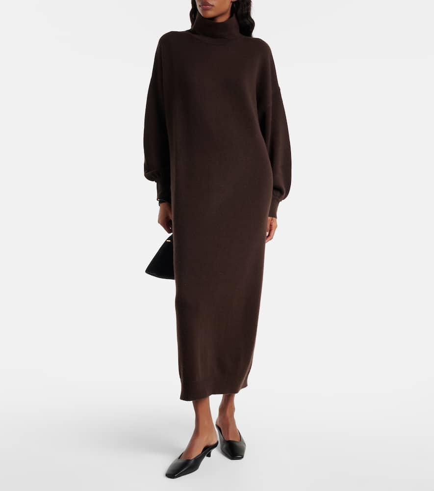 Turtleneck wool and cashmere sweater dress