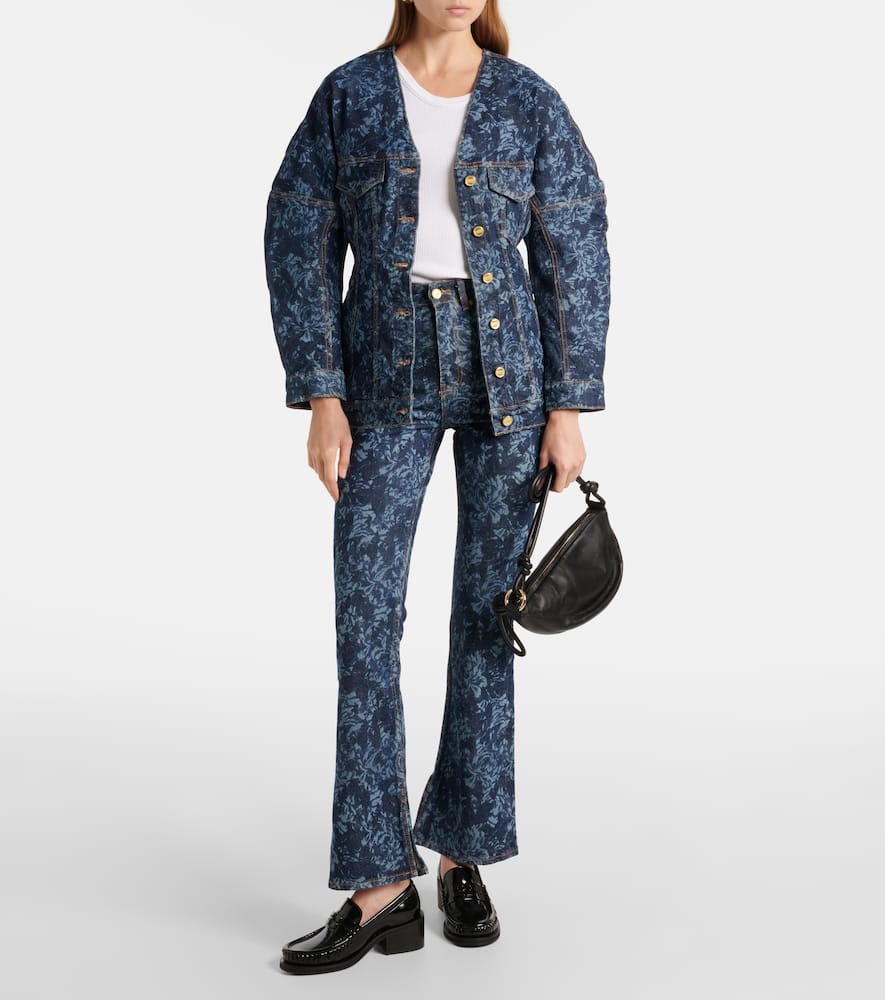 Printed high-rise flared jeans