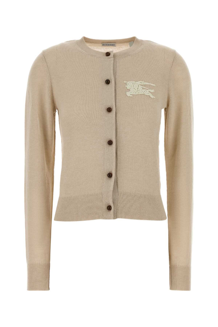 Beige Cotton And Wool Cardigan