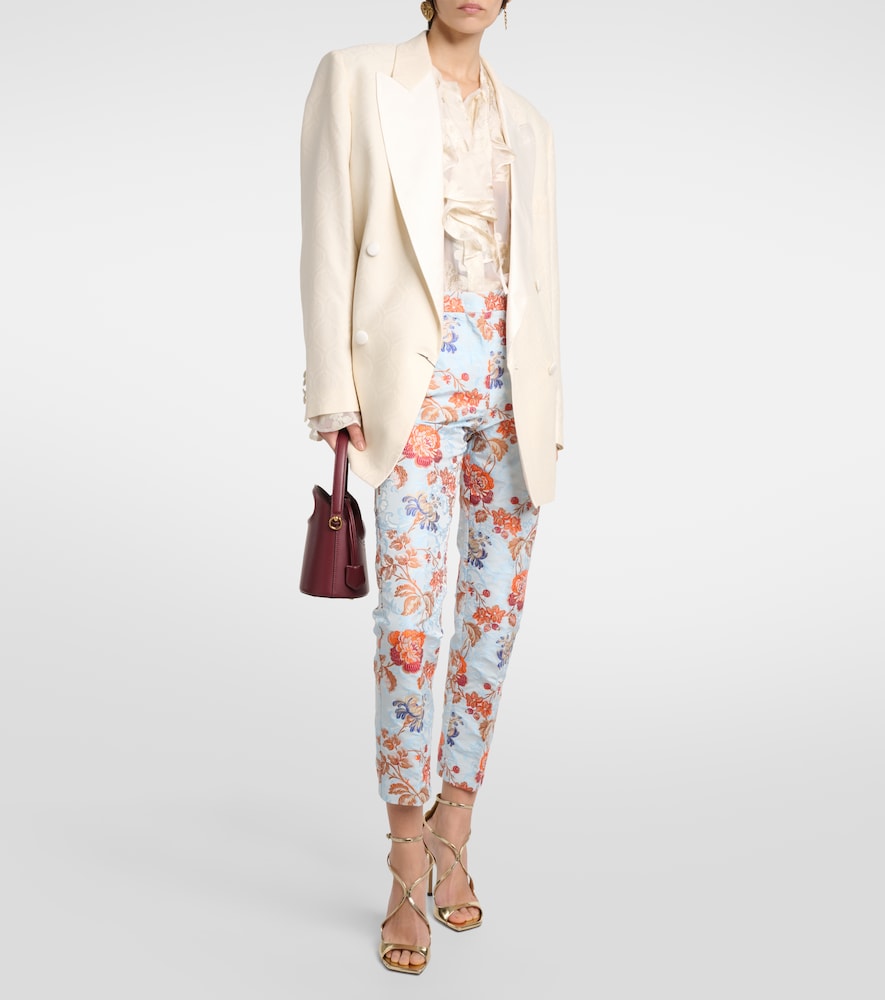 Floral jacquard pants