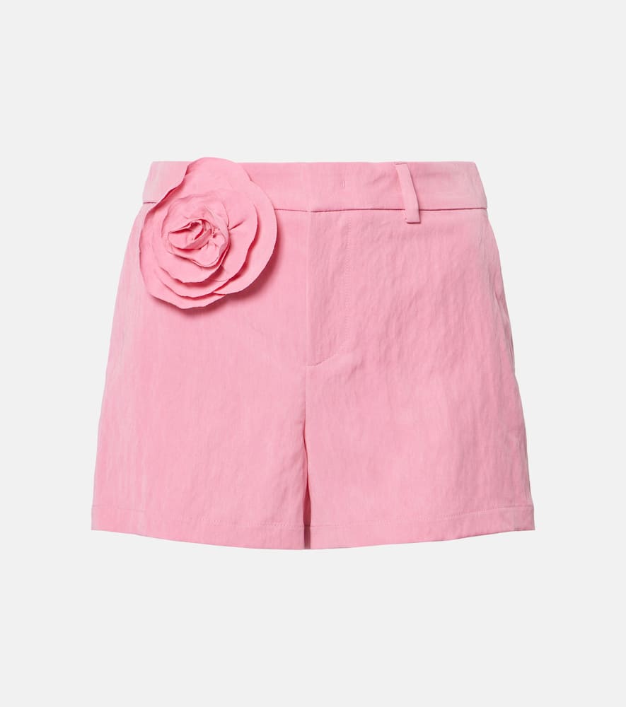 Floral-appliqué gabardine shorts