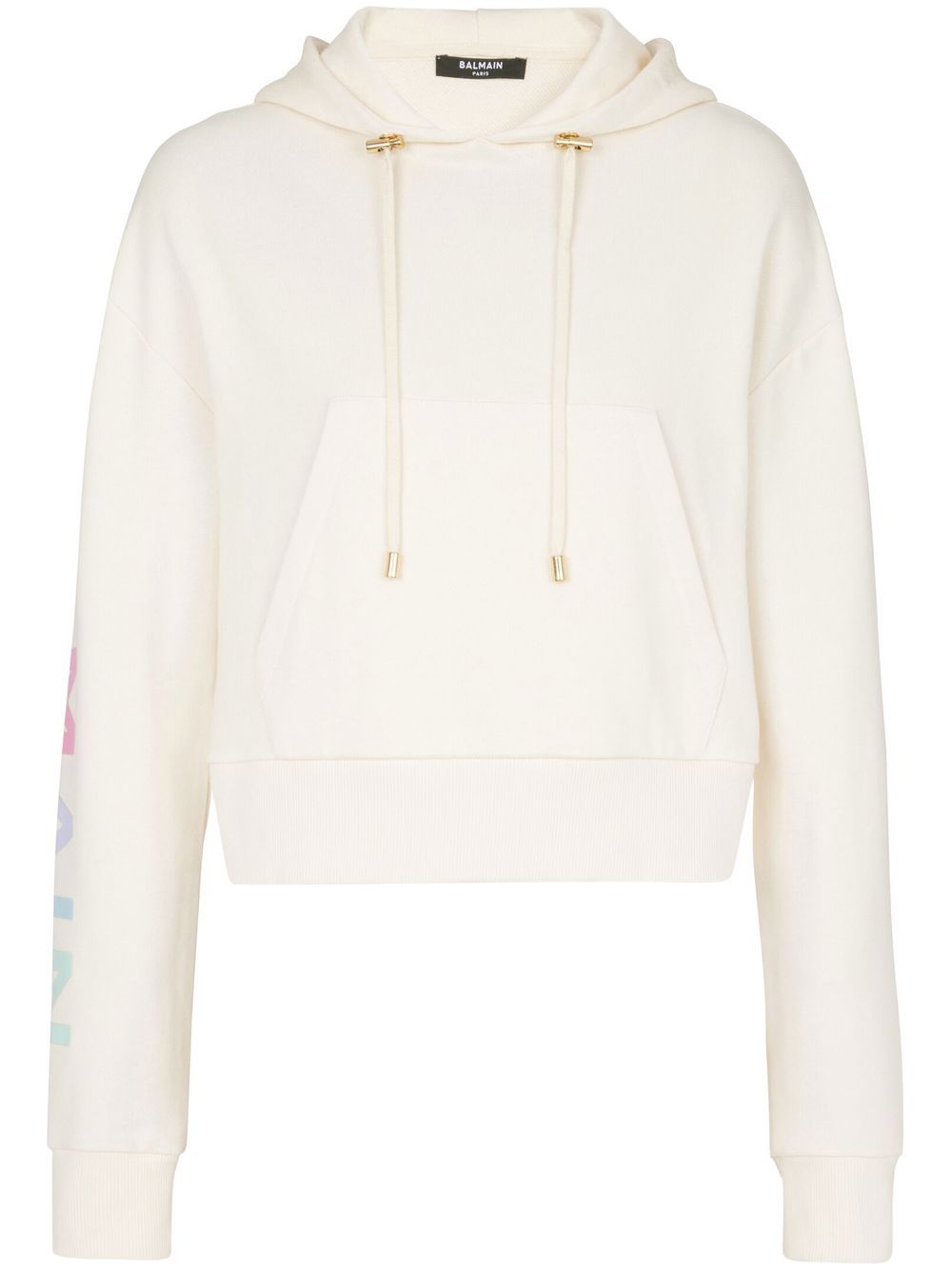 Logo-print cropped hoodie - White
