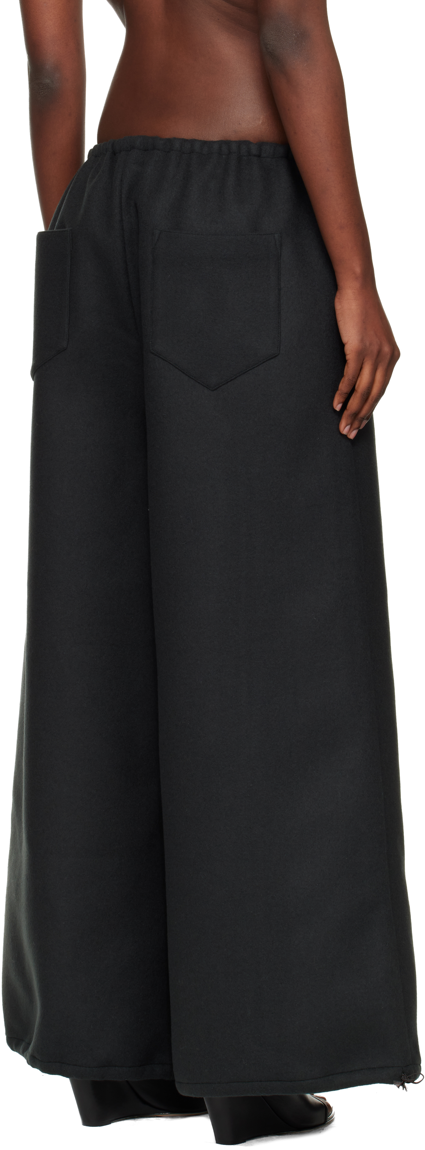 Gray Double Face Wool Drap Trousers