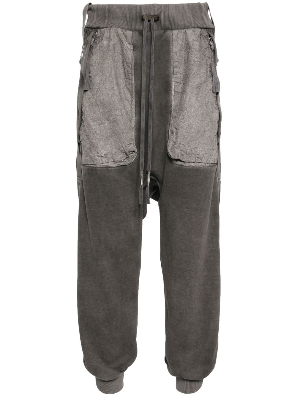 Deconstructed cotton track pants - Grey