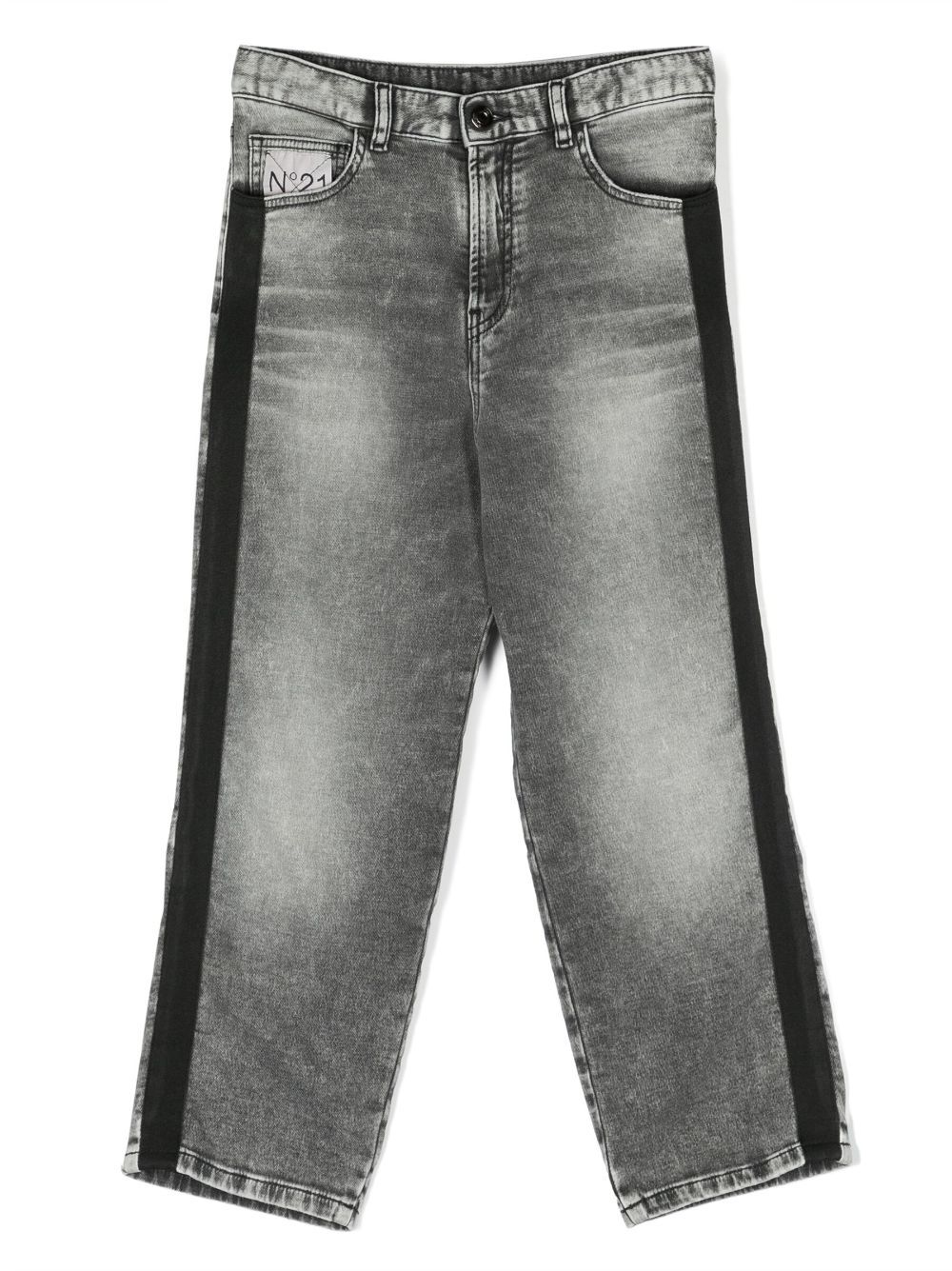 Logo-appliqué straight-leg jeans - Grey