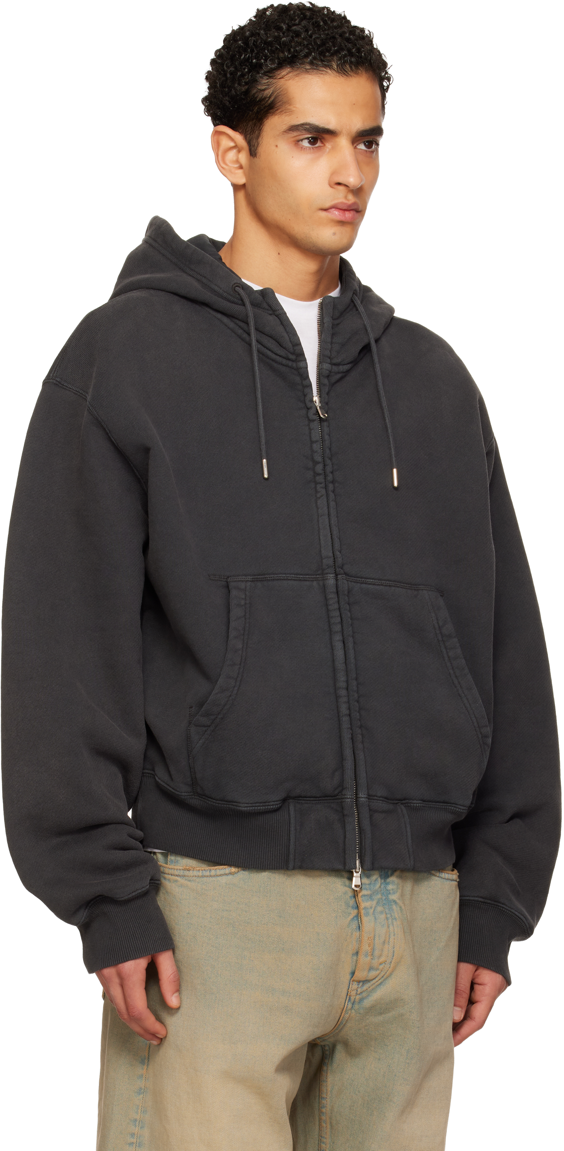 Black Oversized Zip-Up Hoodie