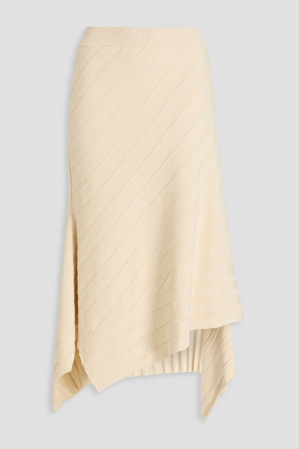 Ribbed-knit midi skirt - White - L