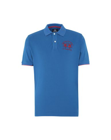 La Martina Man Polo shirt Blue Size 4XL Cotton, Elastane