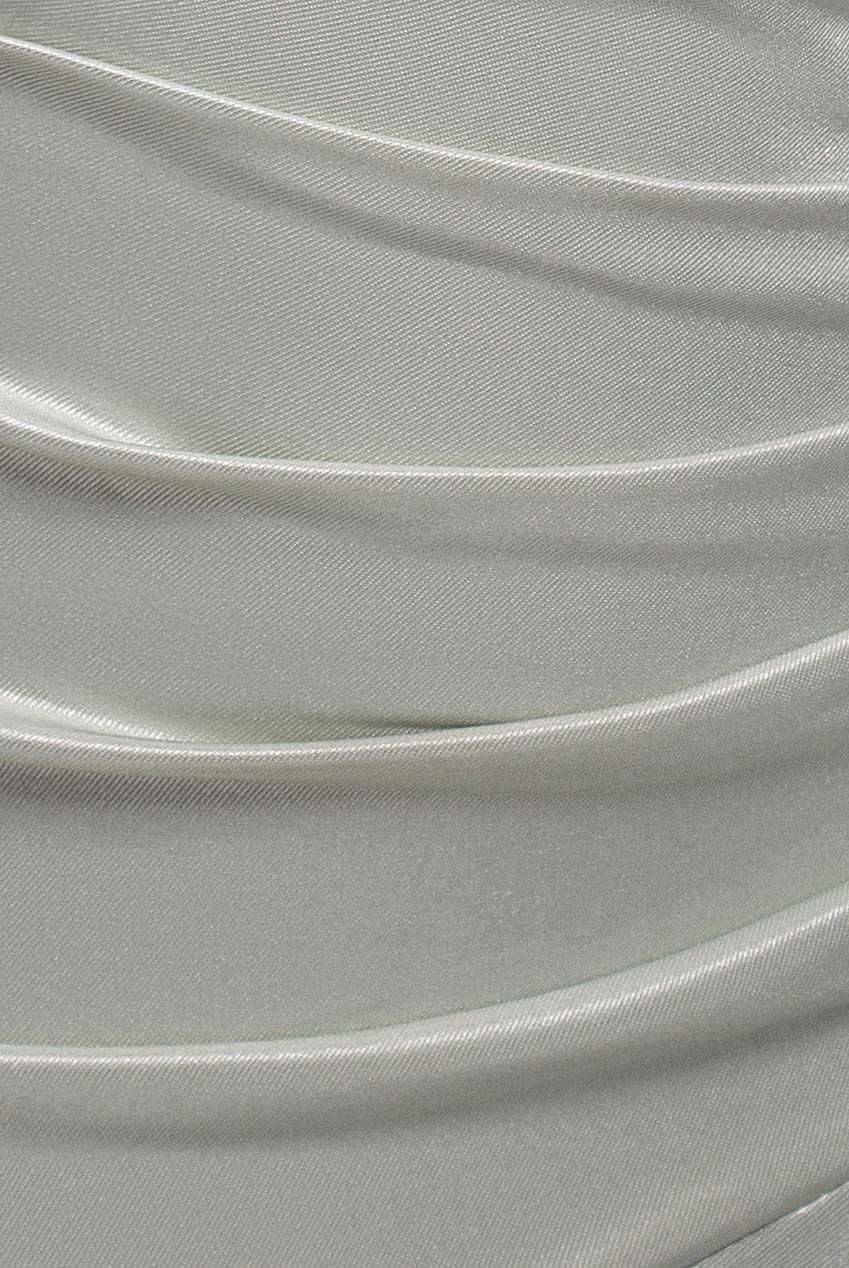 Goddiva Satin Off Shoulder Pleated Maxi Dress - Sage Green