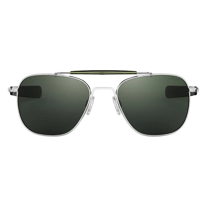 Randolph Engineering Man AT002 Bright chrome Outlet sunglasses Metal Silver Green Squared Polarized