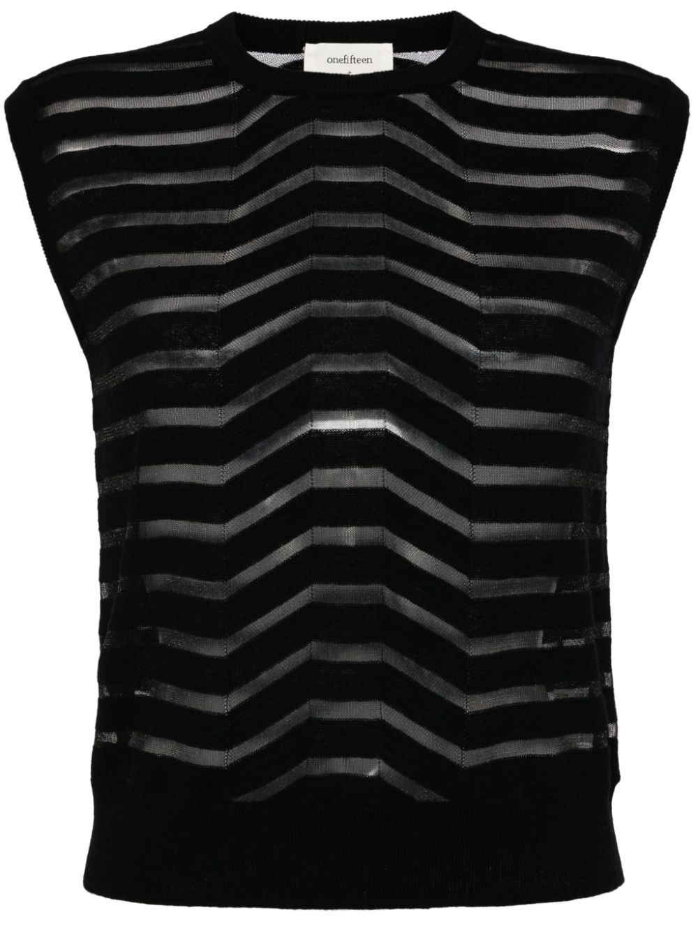 Striped sleeveless knitted top - Black
