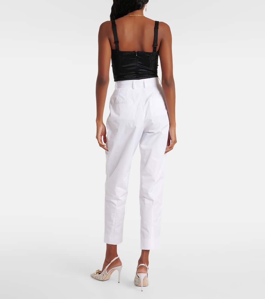 High-rise cotton straight pants