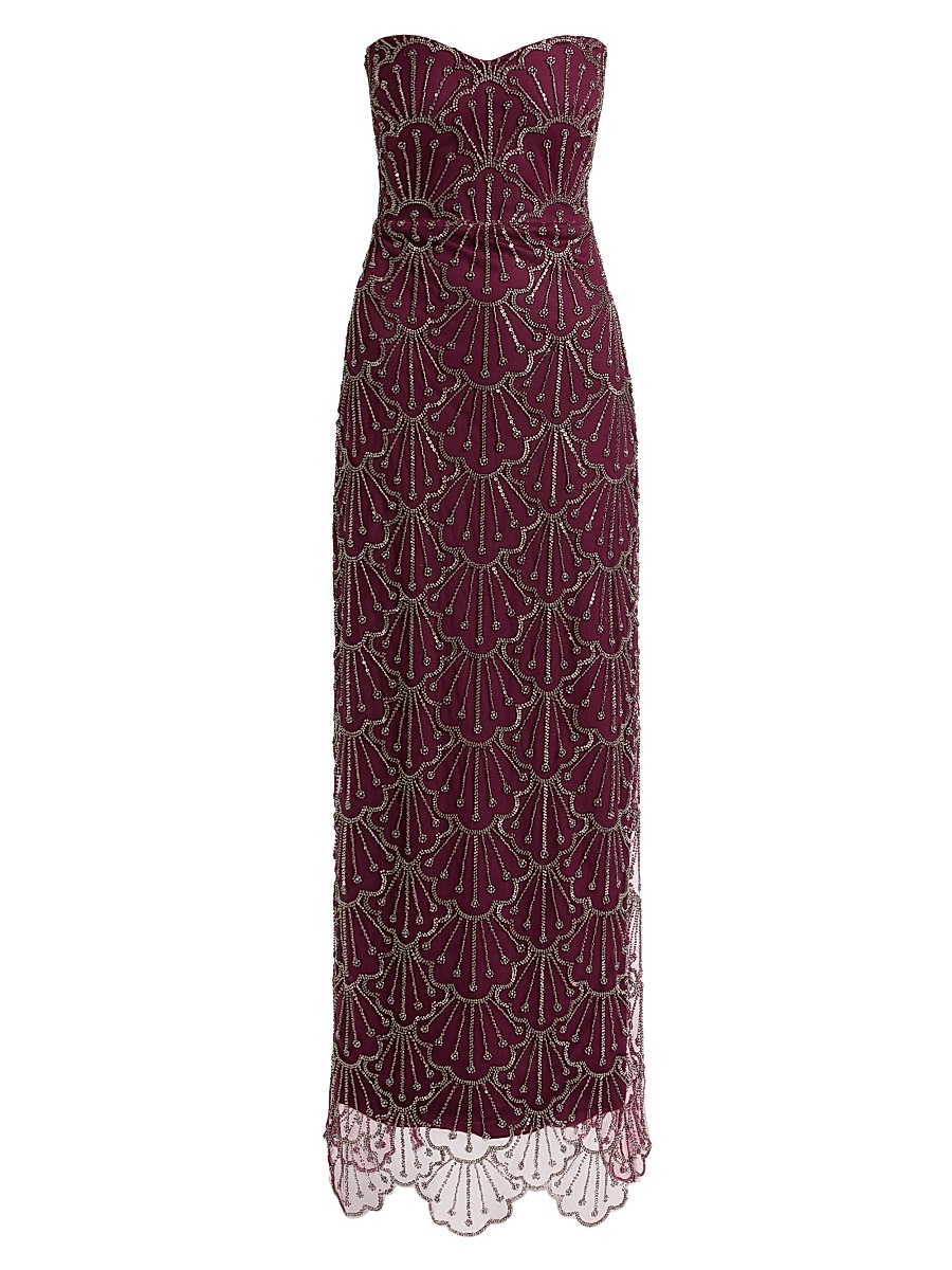 Women's Tessa Strapless Beaded Column Gown - Oxblood