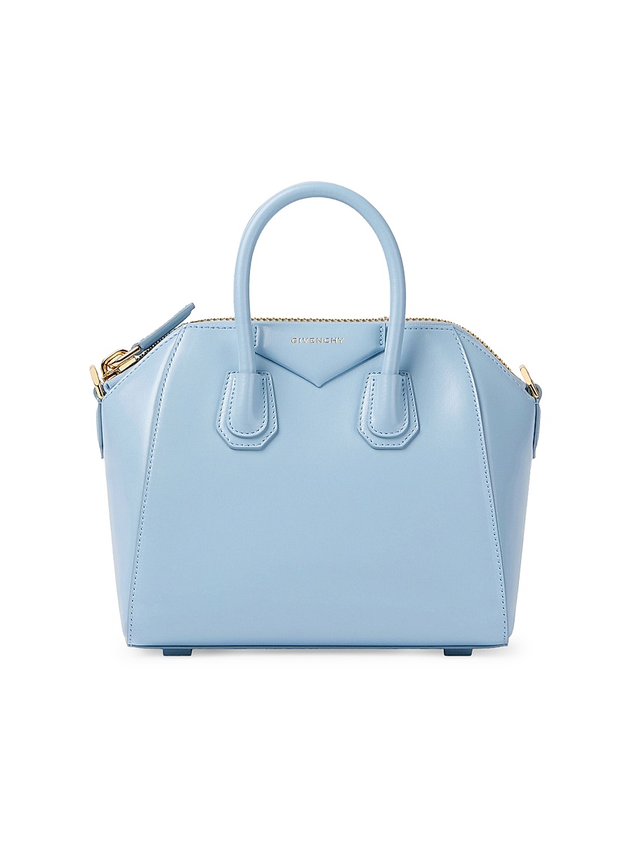 Women's Mini Antigona Top Handle Bag in Box Leather - Light Blue