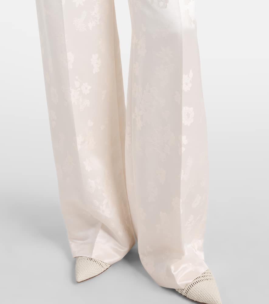 Norman embroidered silk wide-leg pants