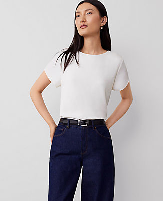 Ann Taylor Mixed Media Crew Neck Tee