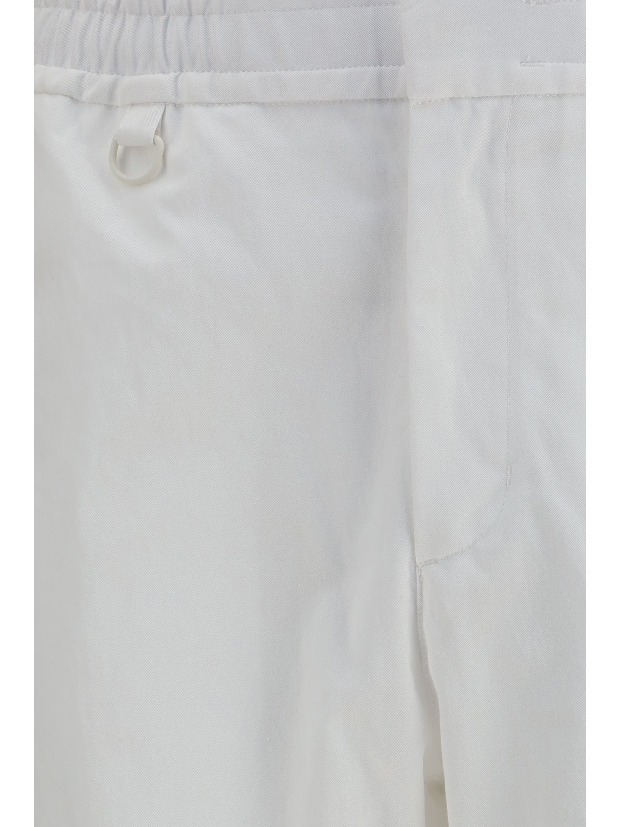 Elasticated Waist Cotton Twill Trousers — White