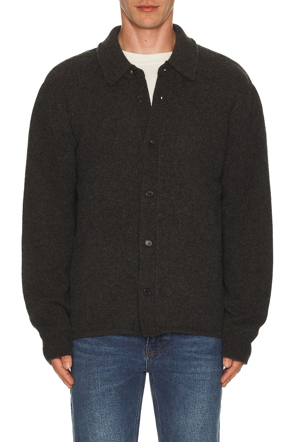 FRAME Long Sleeve Shirt Sweater in Taupe