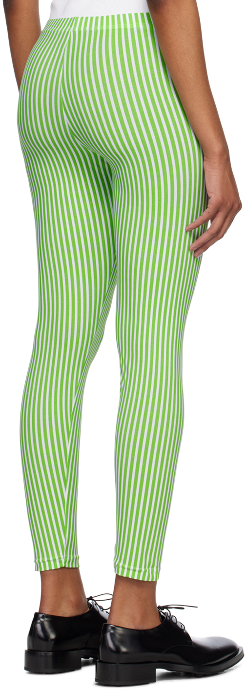 Green &amp; White Stripe Leggings