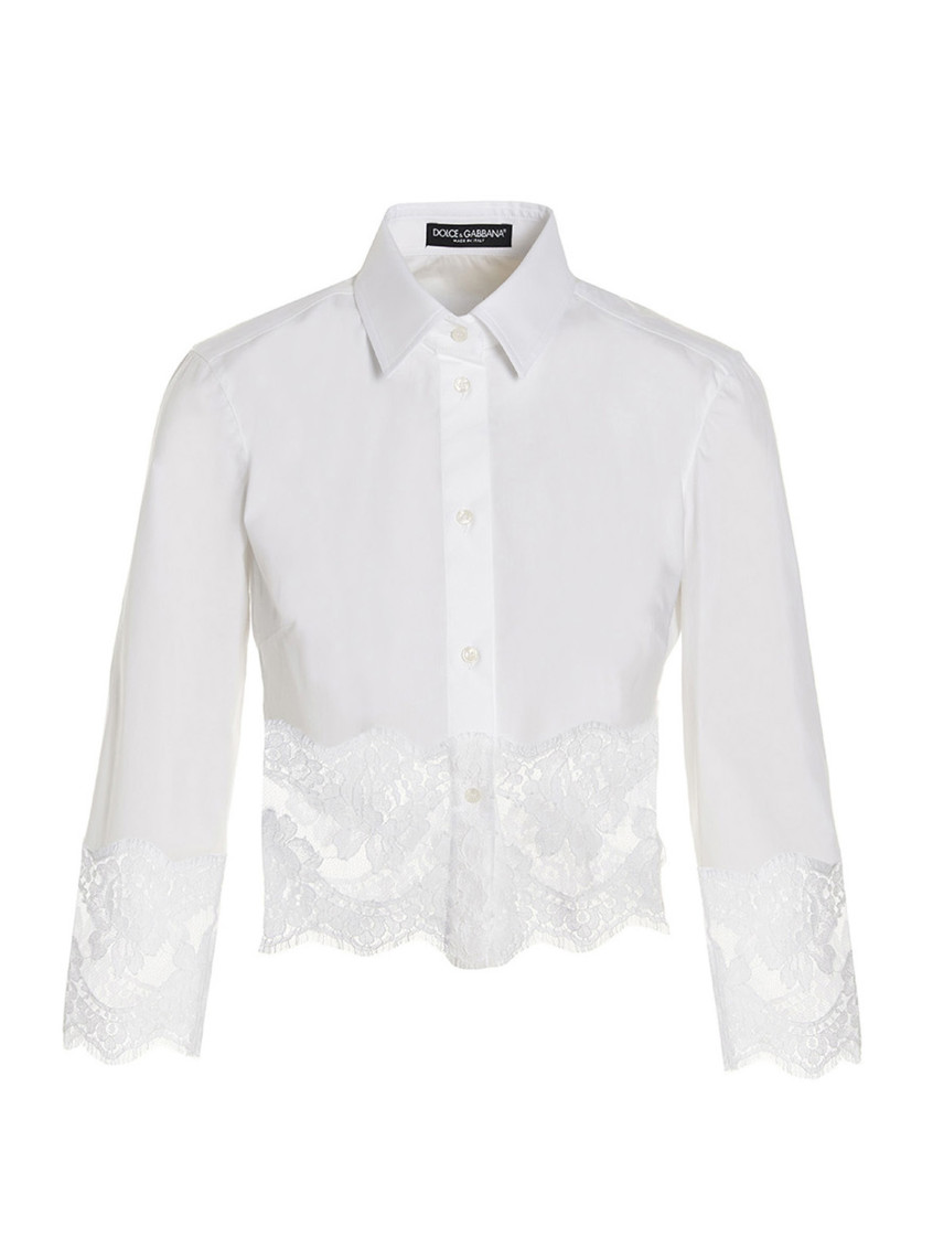 Crop Shirt With Lace Inserts