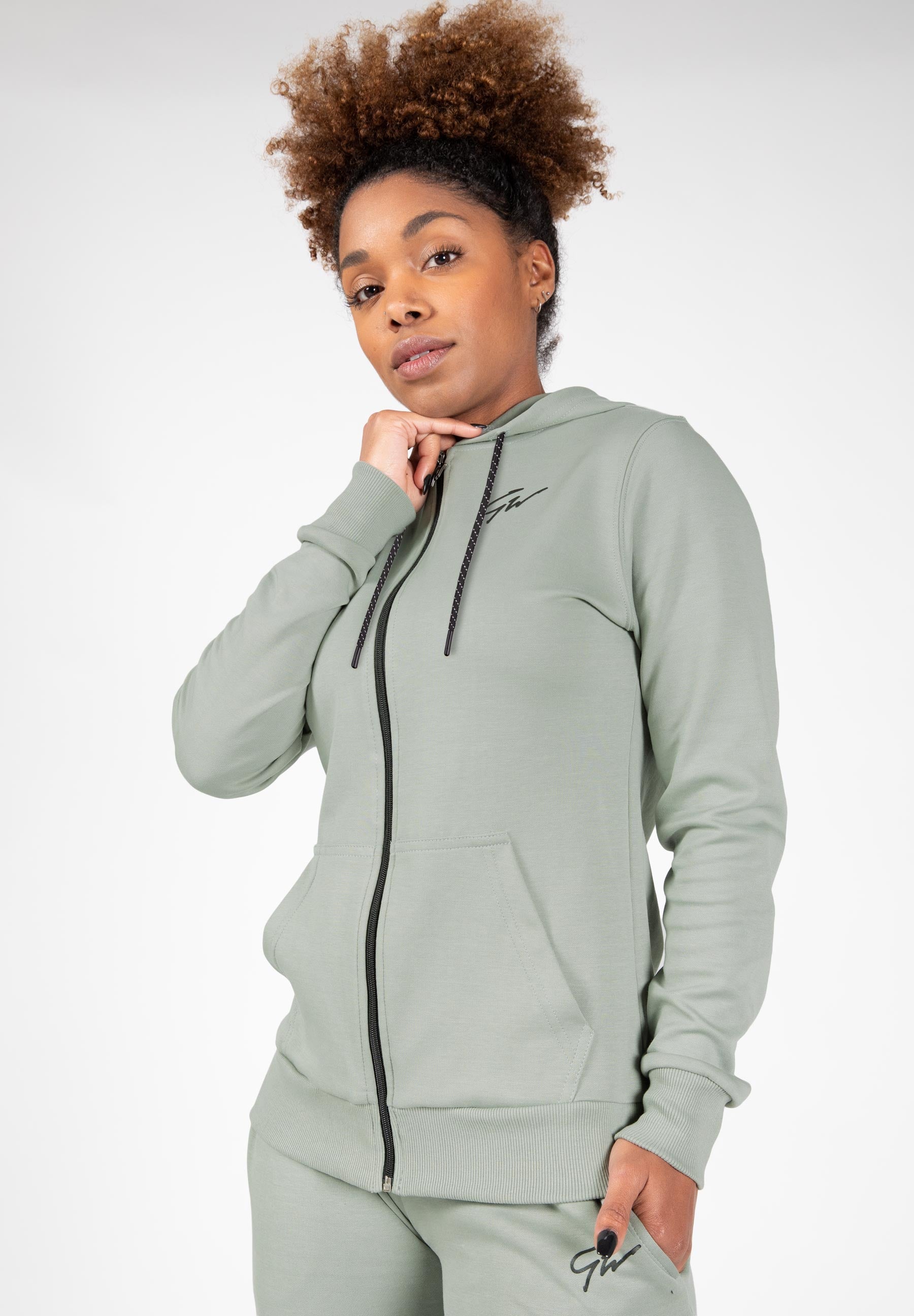 Pixley Zipped Hoodie - Light Green