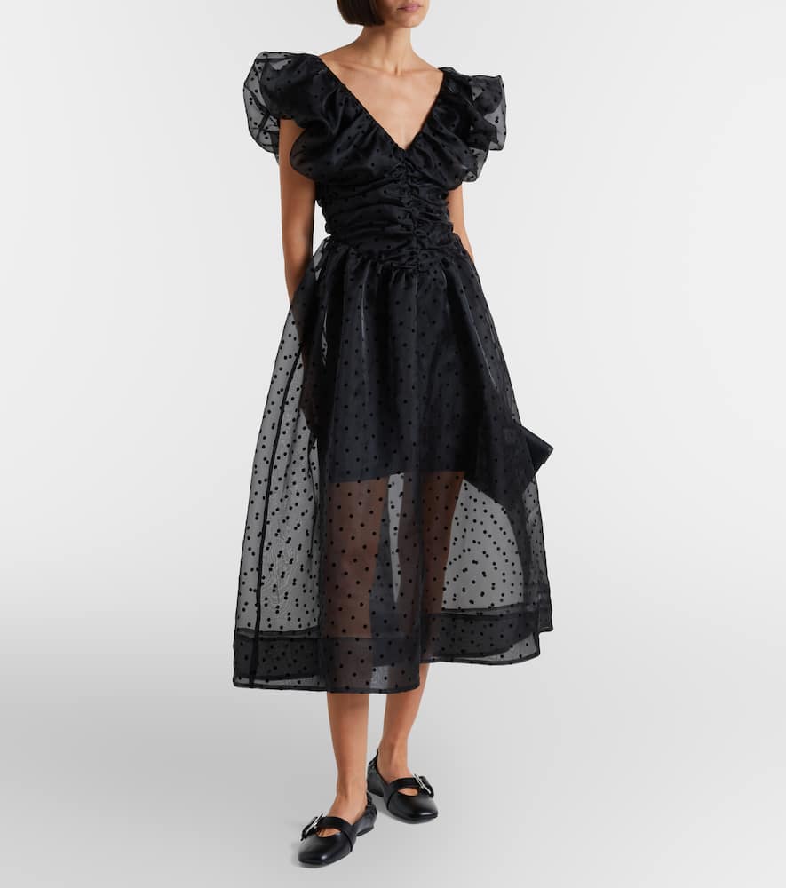 Polka-dot organza midi dress