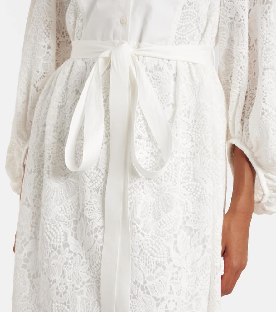 Embroidered cotton lace midi dress