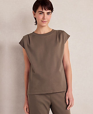 Ann Taylor Haven Well Within Organic Cotton Interlock Pleated Tee