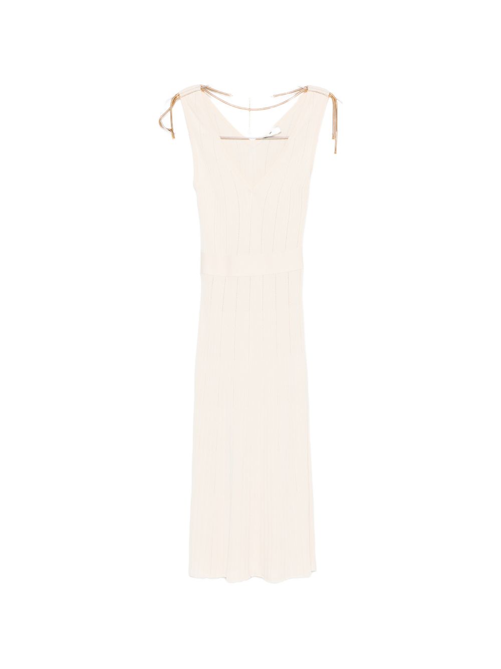 V-neck sleeveless A-line skirt Knitted midi dress