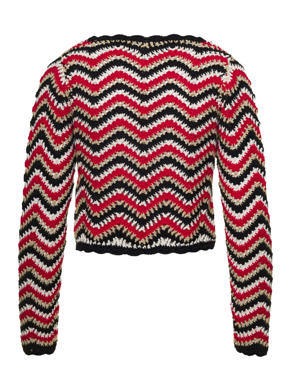 Red Crochet Cardigan In Organic Cotton Woman