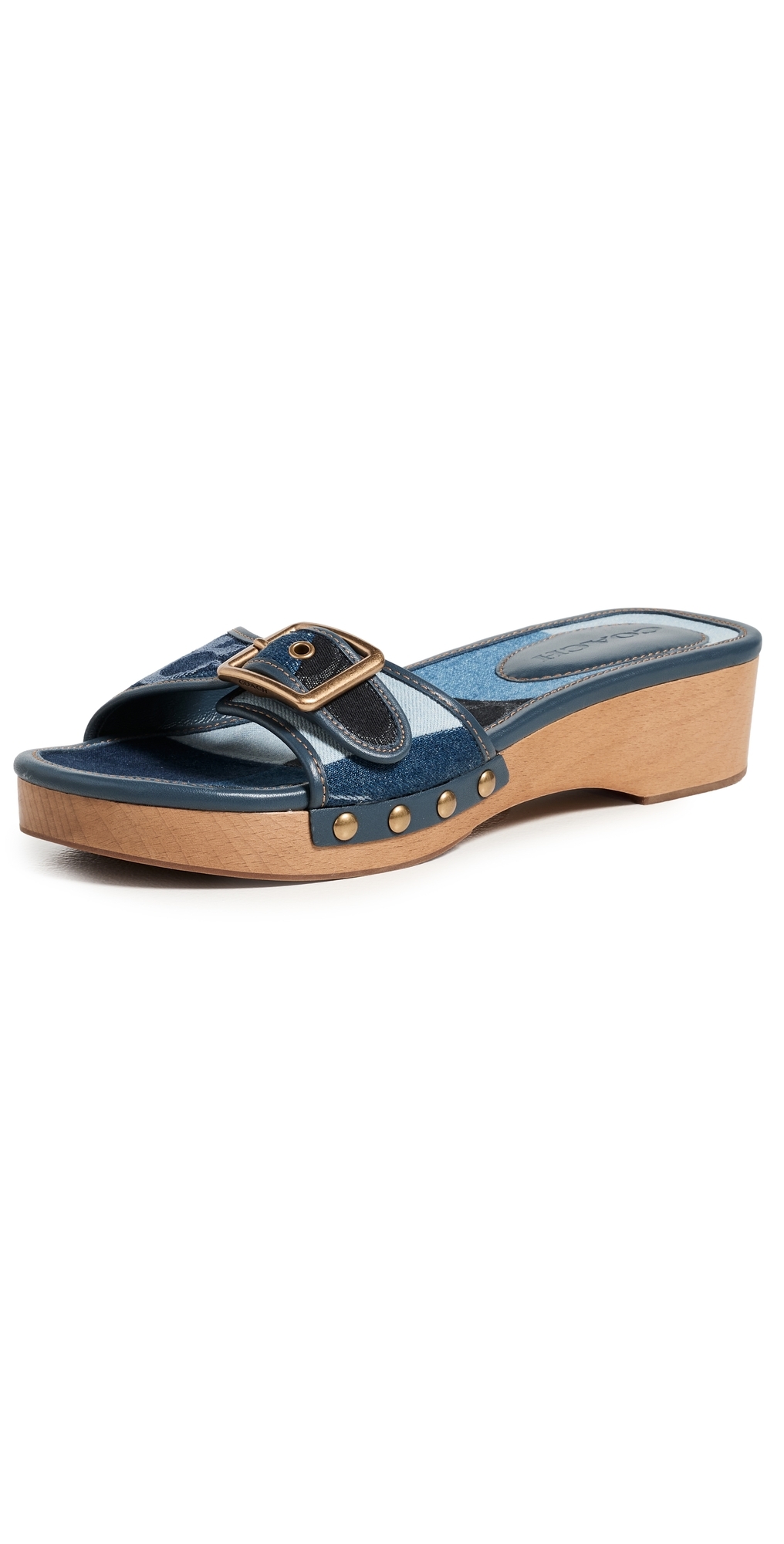 Margot Wooden Sandals Dark Indigo Patchwork Denim