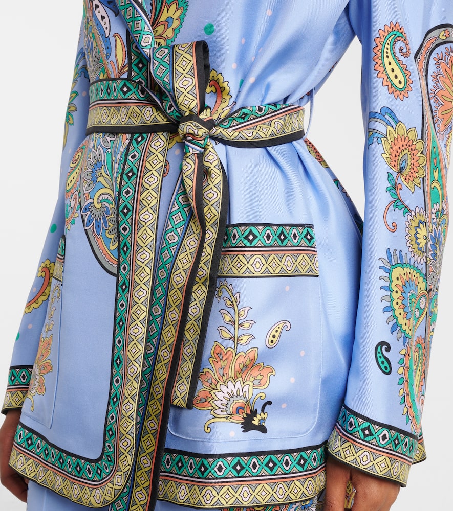 Paisley silk twill wrap blazer