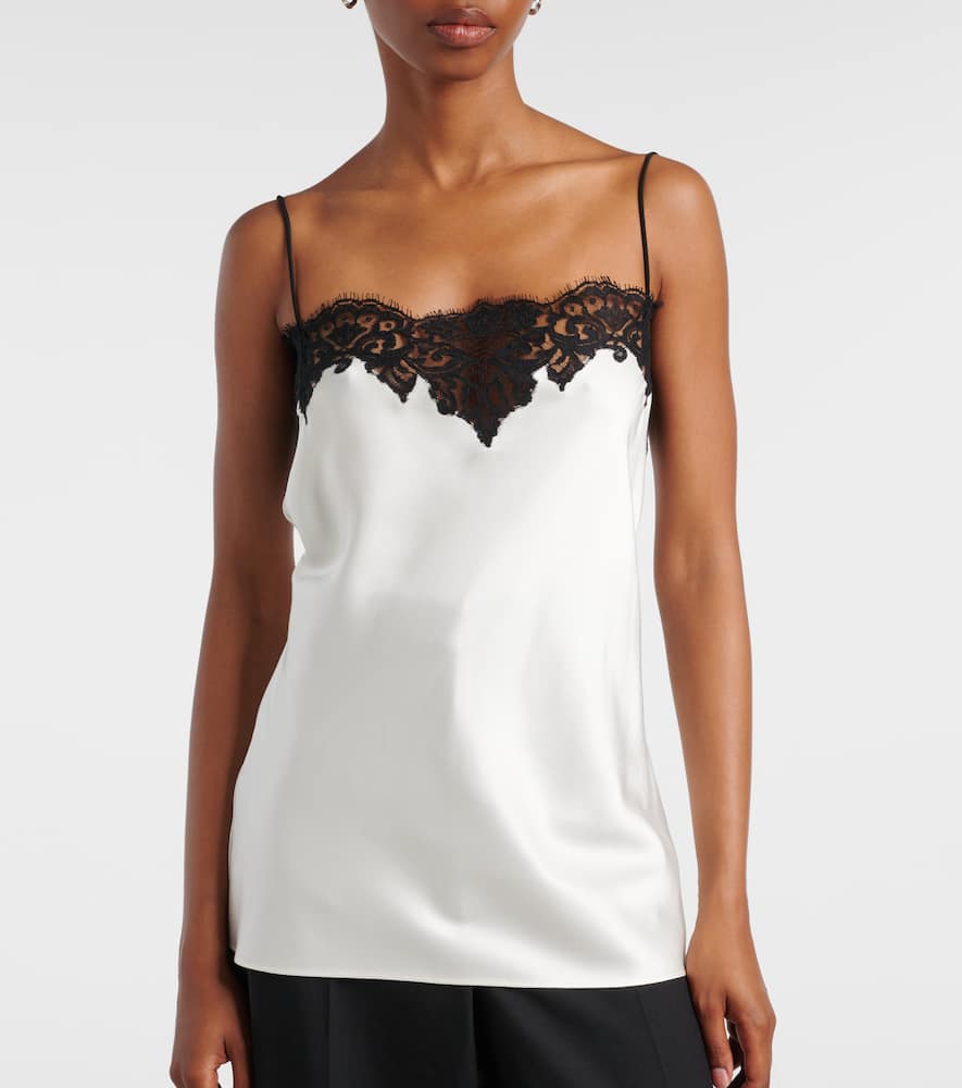 Lace-trimmed satin camisole