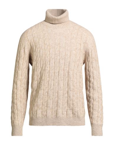 Man Turtleneck Beige Size 42 Cotton, Alpaca wool, Polyamide, Wool, Elastane