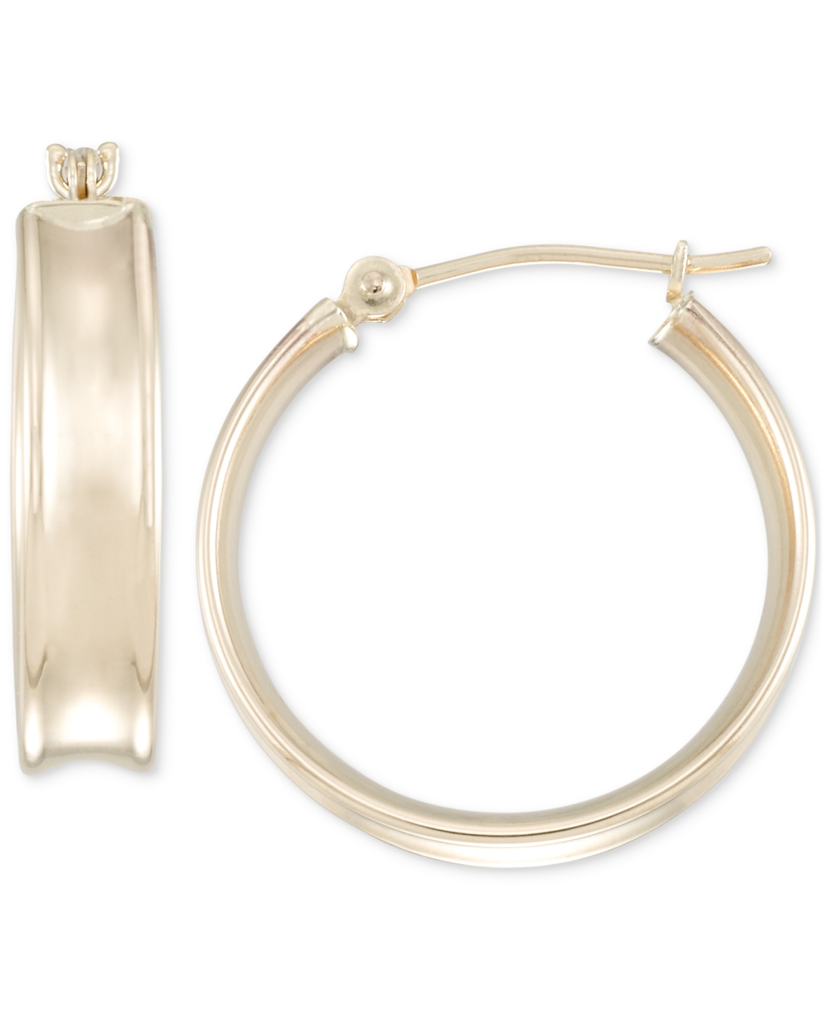 Polished Round Hoop Earrings in 10k Yellow Gold - Yellow Gold
